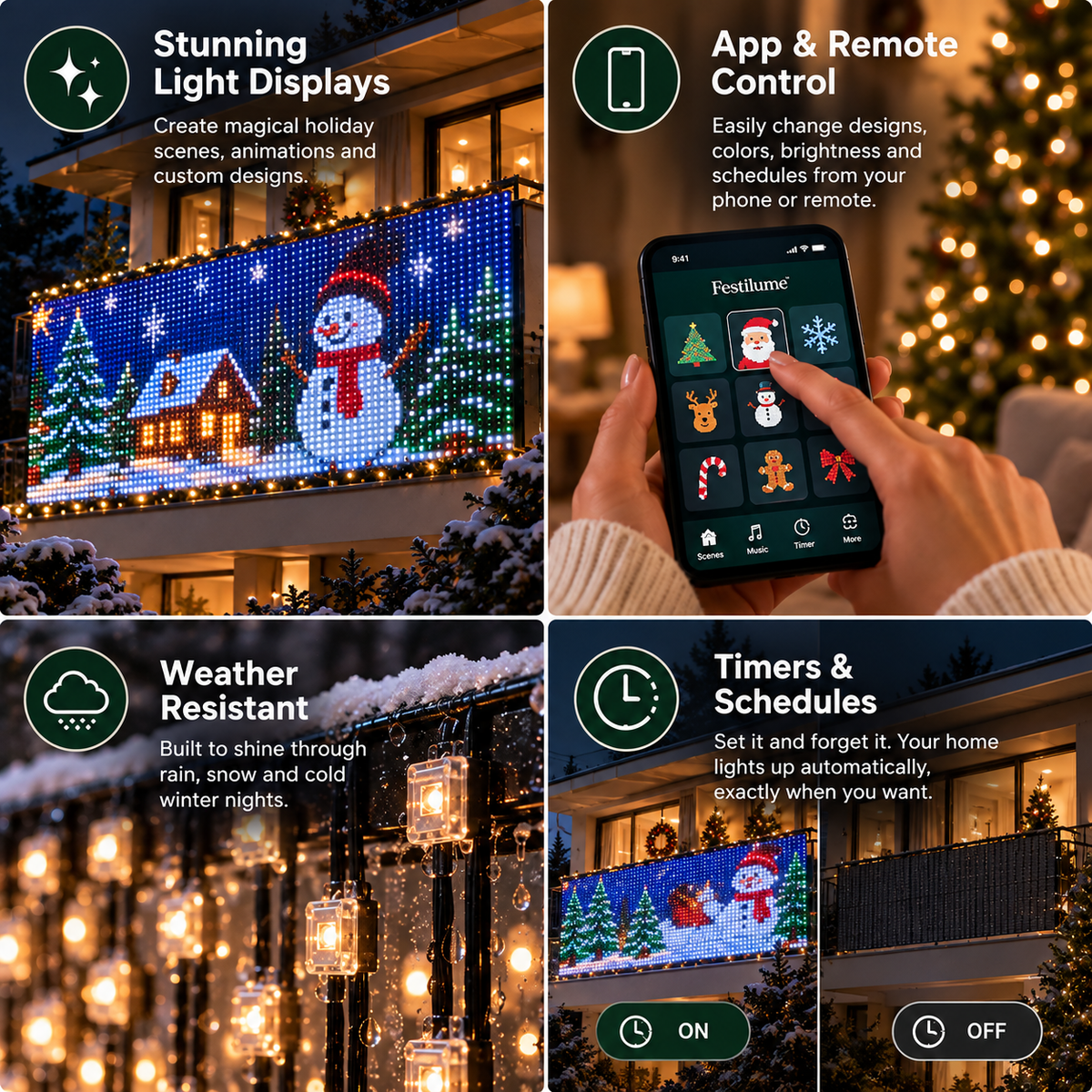 Festilume™ Smart Animated Christmas Balcony Lights